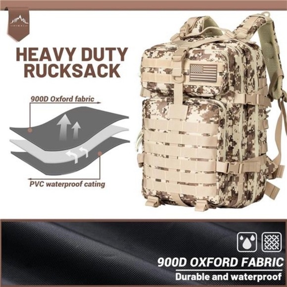 Military Tactical Backpack - Large Army 3 Day Assault Pack Molle Bag 40L